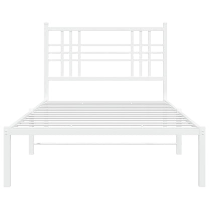 Metal Bed Frame with Headboard White 90x190 cm Single