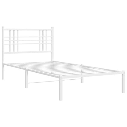 Metal Bed Frame with Headboard White 90x200 cm