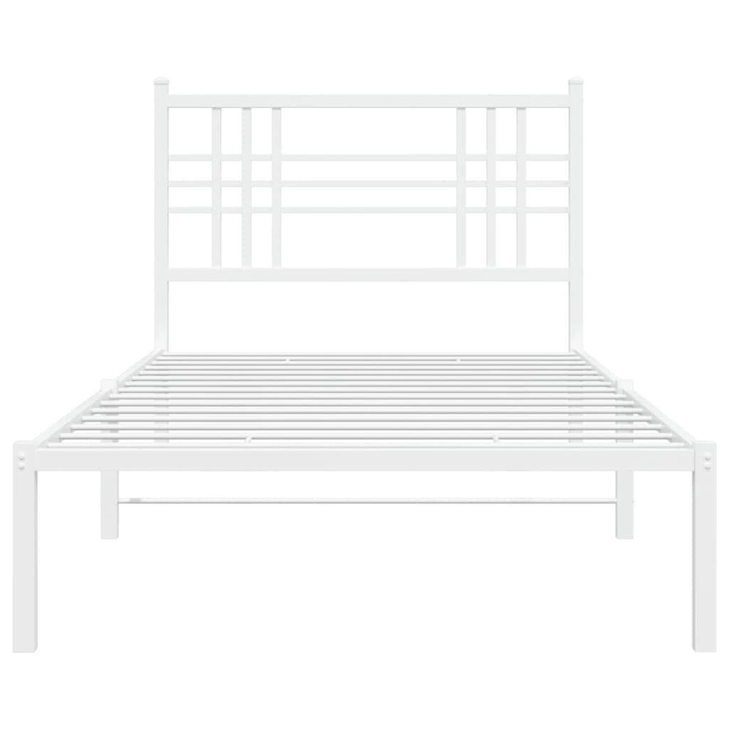 Metal Bed Frame with Headboard White 90x200 cm