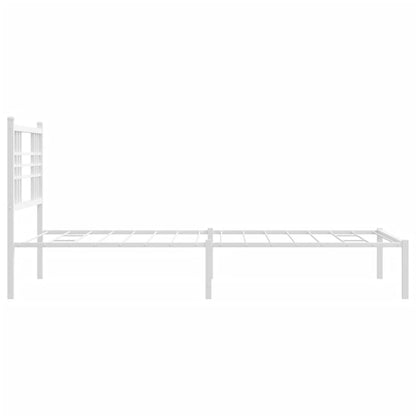 Metal Bed Frame with Headboard White 90x200 cm