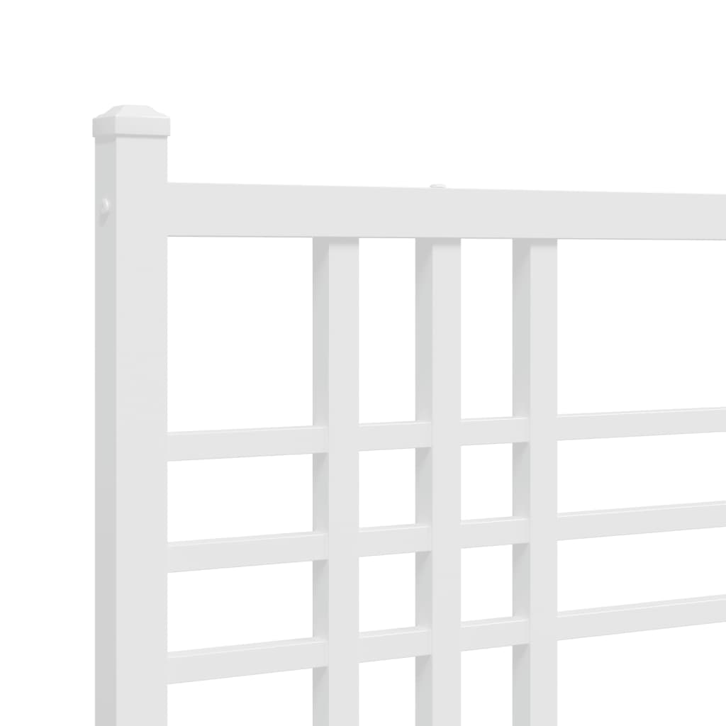 Metal Bed Frame with Headboard White 90x200 cm