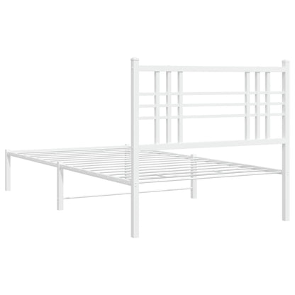 Metal Bed Frame with Headboard White 100x190 cm