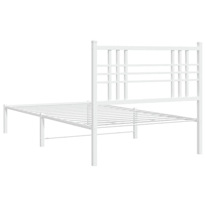 Metal Bed Frame with Headboard White 100x200 cm