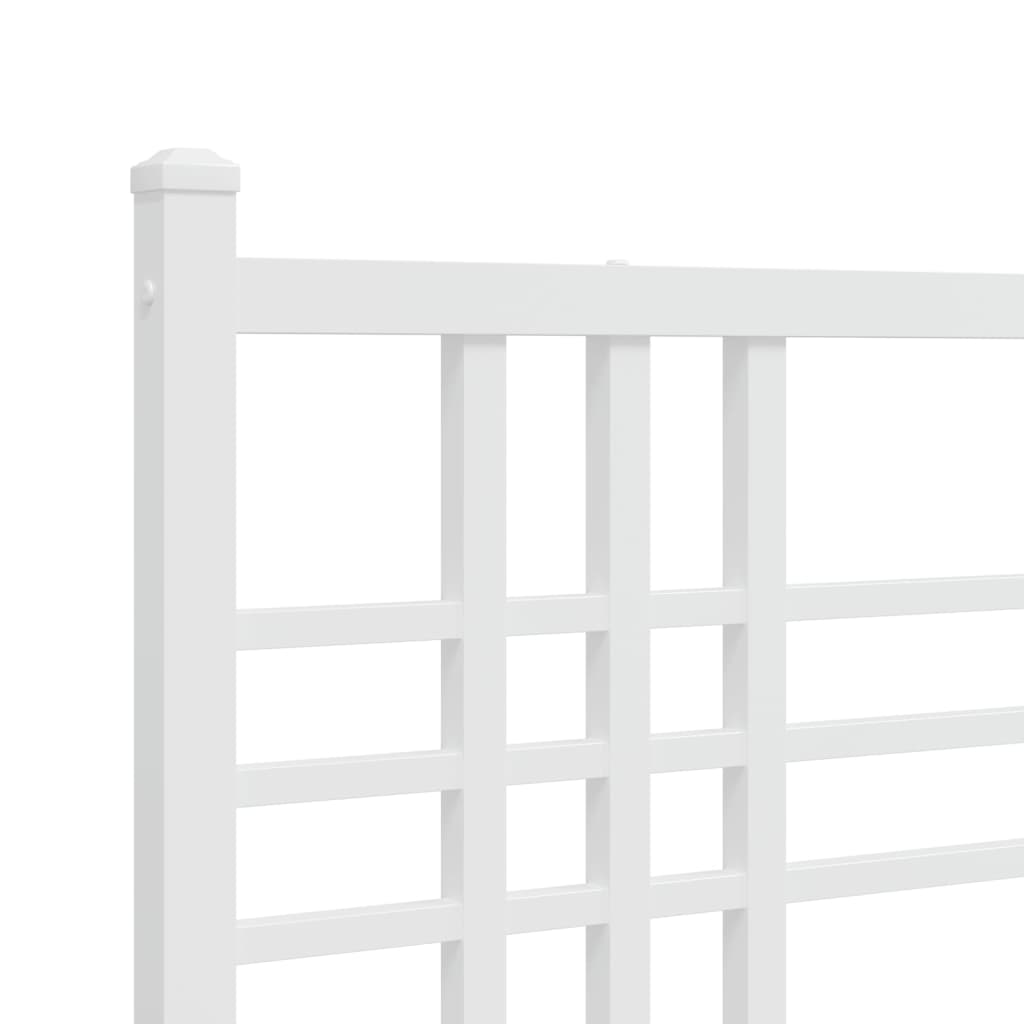 Metal Bed Frame with Headboard White 100x200 cm