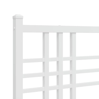 Metal Bed Frame with Headboard White 100x200 cm