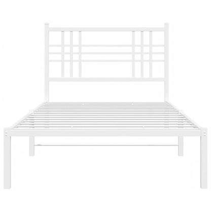 Metal Bed Frame with Headboard White 107x203 cm