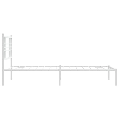 Metal Bed Frame with Headboard White 107x203 cm