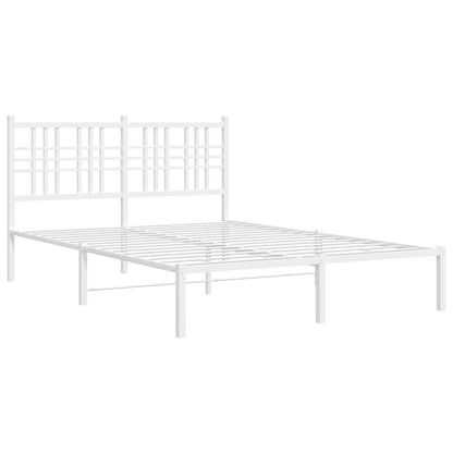 Metal Bed Frame without Mattress with Headboard White 120x190 cm Small Double