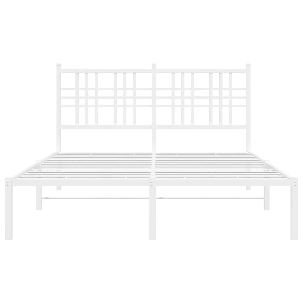 Metal Bed Frame without Mattress with Headboard White 120x190 cm Small Double