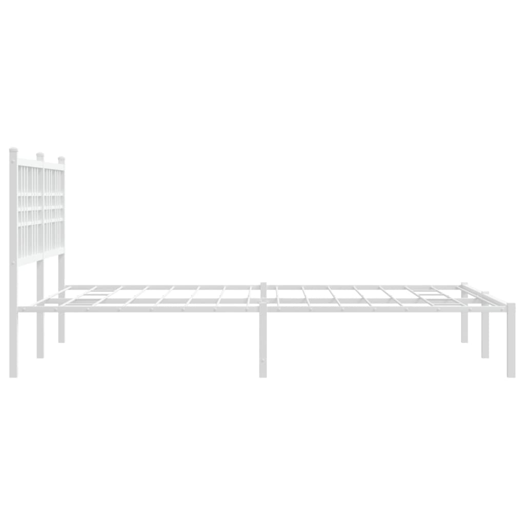 Metal Bed Frame without Mattress with Headboard White 120x190 cm Small Double