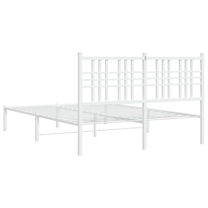 Metal Bed Frame without Mattress with Headboard White 120x190 cm Small Double