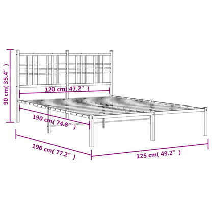 Metal Bed Frame without Mattress with Headboard White 120x190 cm Small Double