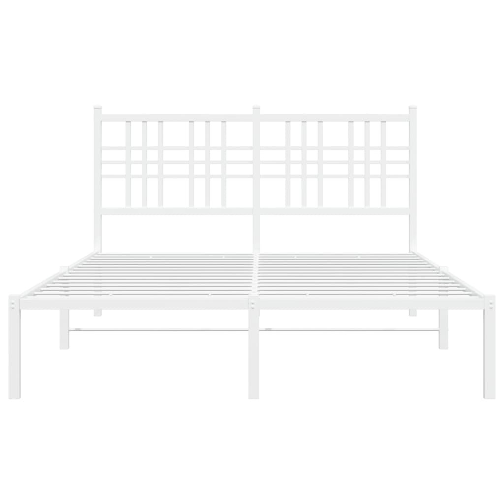 Metal Bed Frame with Headboard White 120x200 cm