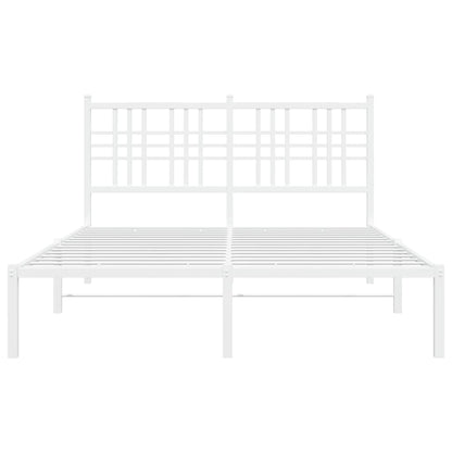 Metal Bed Frame with Headboard White 120x200 cm