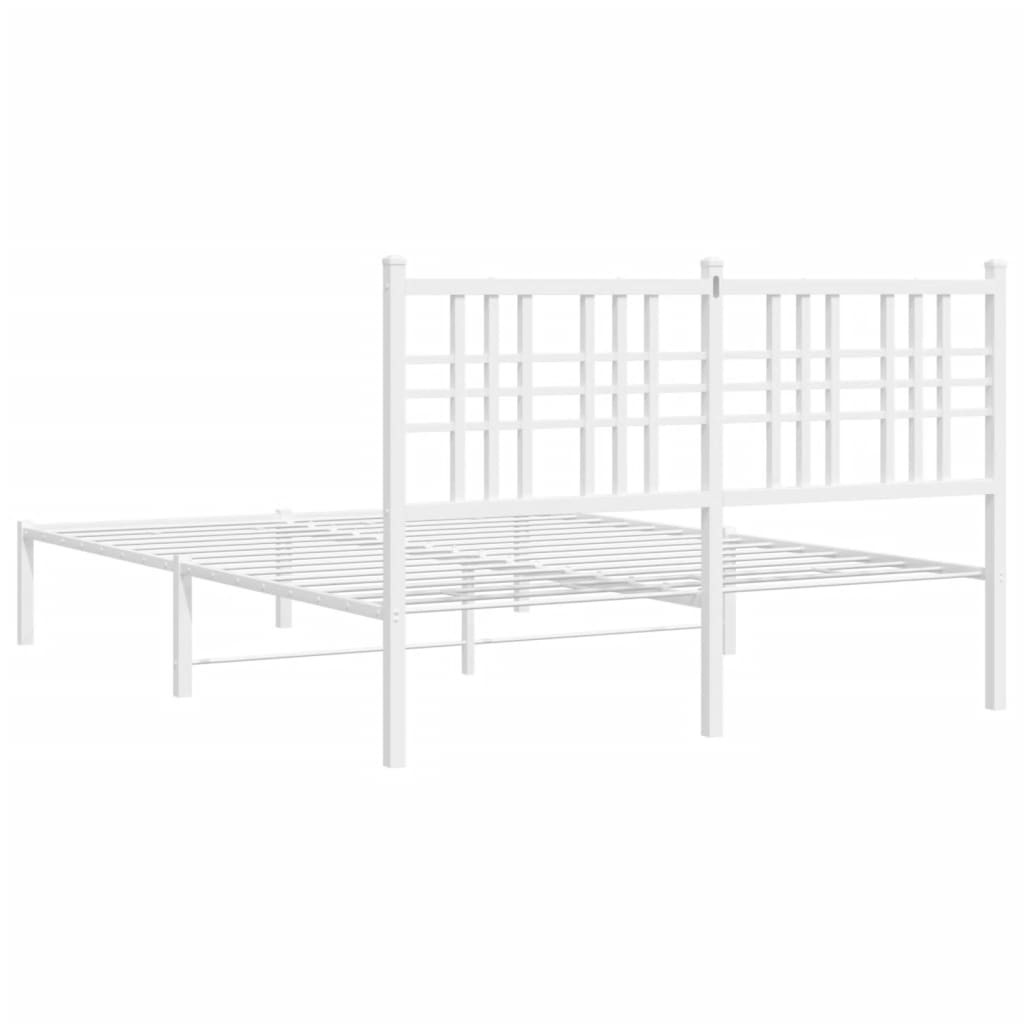 Metal Bed Frame with Headboard White 120x200 cm