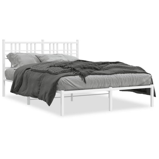 Metal Bed Frame with Headboard White 120x200 cm