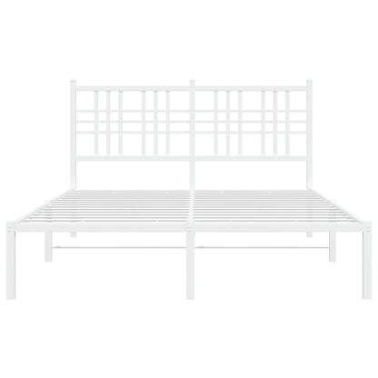 Metal Bed Frame with Headboard White 140x190 cm