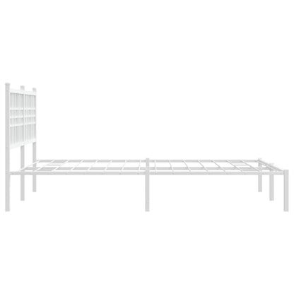 Metal Bed Frame with Headboard White 140x190 cm