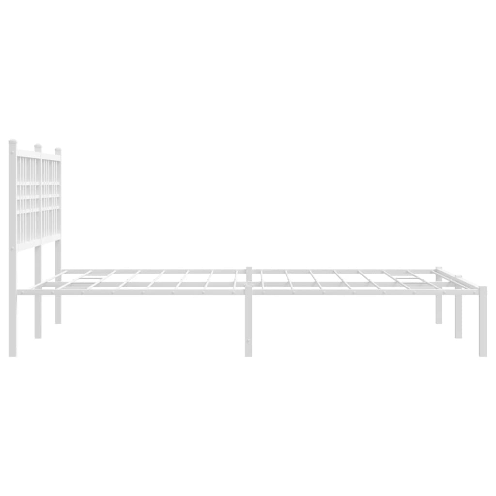 Metal Bed Frame with Headboard White 140x200 cm