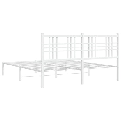 Metal Bed Frame with Headboard White 150x200 cm King Size