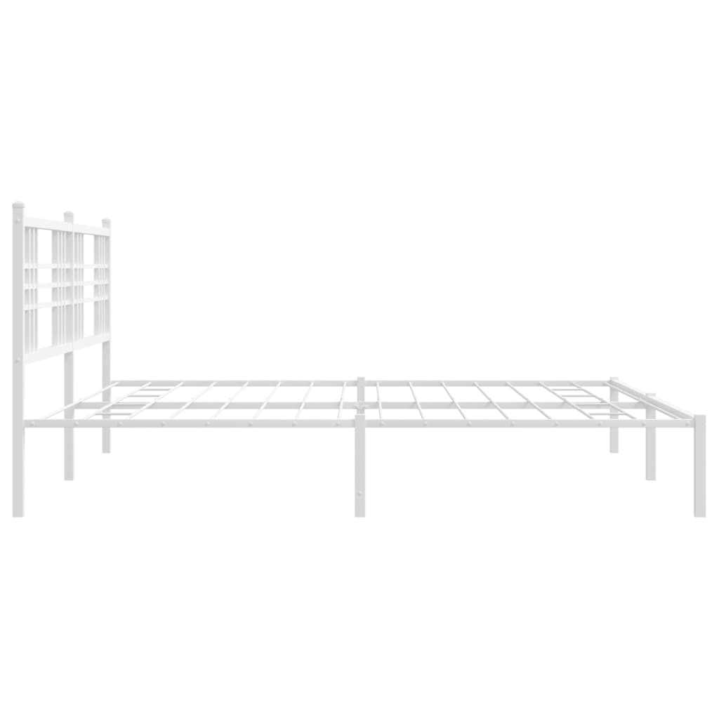 Metal Bed Frame with Headboard White 180x200 cm Super King