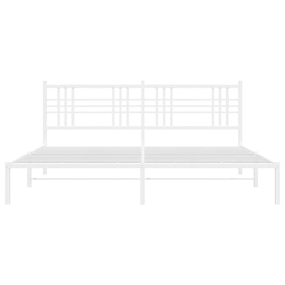 Metal Bed Frame with Headboard White 183x213 cm