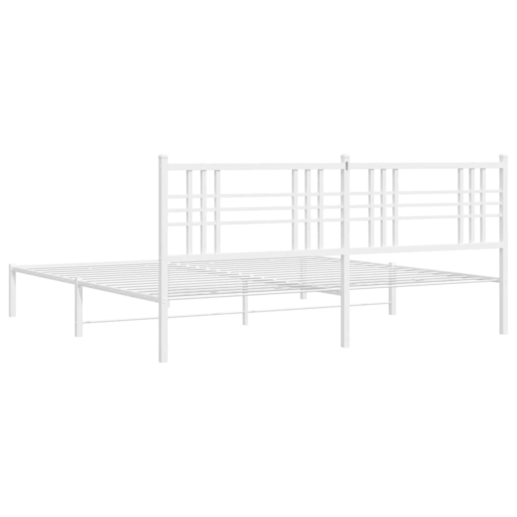 Metal Bed Frame with Headboard White 183x213 cm