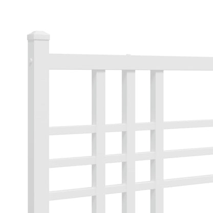 Metal Bed Frame with Headboard White 193x203 cm