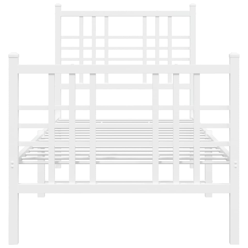 Metal Bed Frame with Headboard and Footboard White 80x200 cm