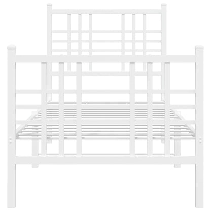 Metal Bed Frame with Headboard and Footboard White 80x200 cm