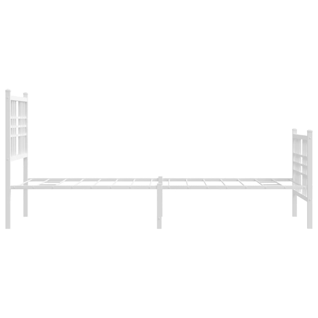 Metal Bed Frame with Headboard and Footboard White 80x200 cm