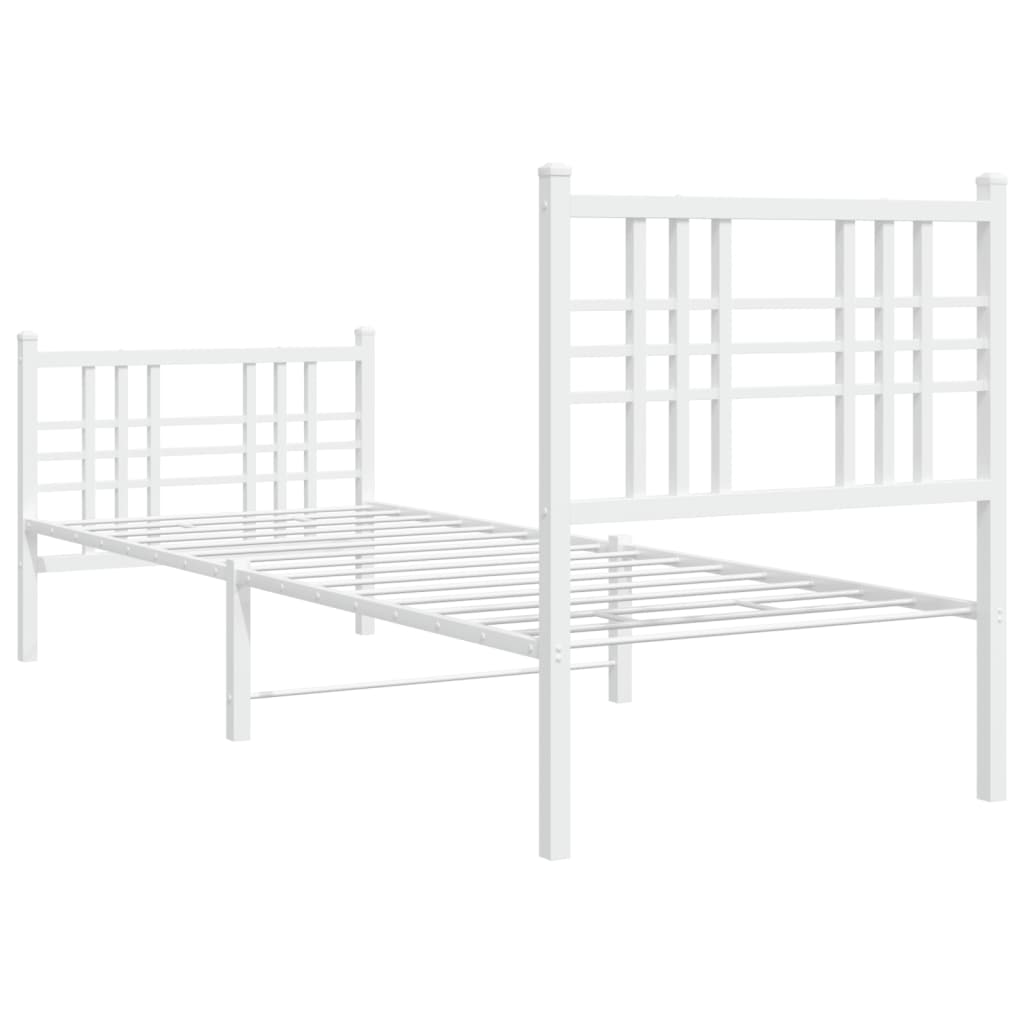 Metal Bed Frame with Headboard and Footboard White 80x200 cm