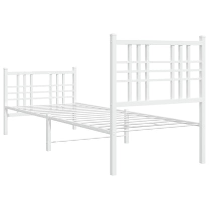 Metal Bed Frame with Headboard and Footboard White 80x200 cm