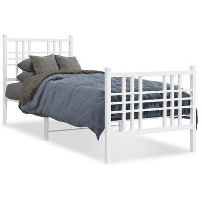 Metal Bed Frame with Headboard and Footboard White 80x200 cm