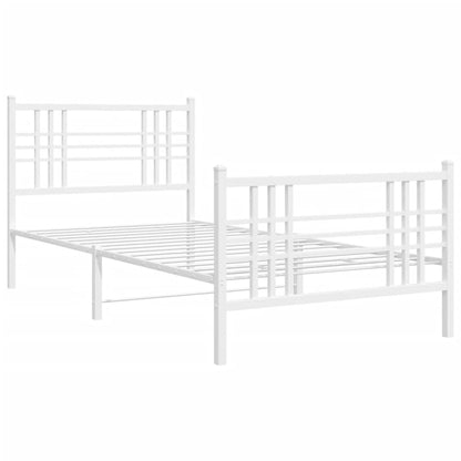 Metal Bed Frame with Headboard and Footboard White 90x190 cm Single