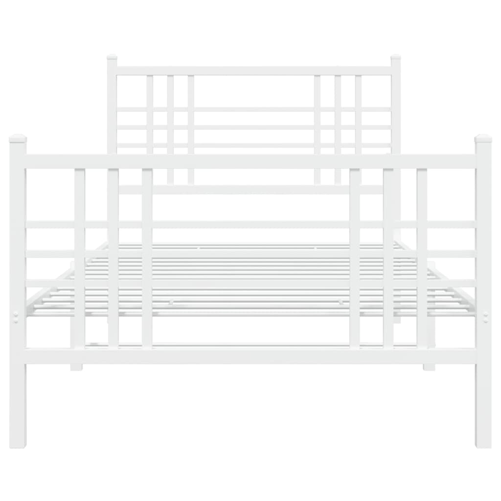 Metal Bed Frame with Headboard and Footboard White 90x190 cm Single