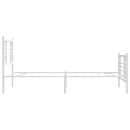 Metal Bed Frame with Headboard and Footboard White 90x190 cm Single