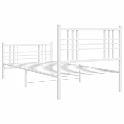 Metal Bed Frame with Headboard and Footboard White 90x190 cm Single