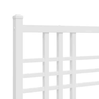 Metal Bed Frame with Headboard and Footboard White 90x190 cm Single