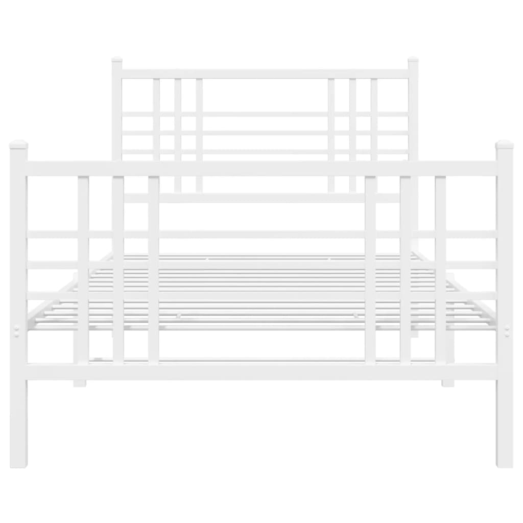 Metal Bed Frame with Headboard and Footboard White 90x200 cm