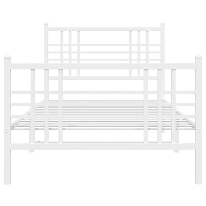 Metal Bed Frame with Headboard and Footboard White 90x200 cm