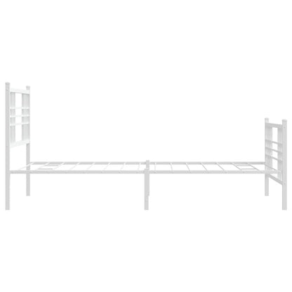 Metal Bed Frame with Headboard and Footboard White 100x190 cm