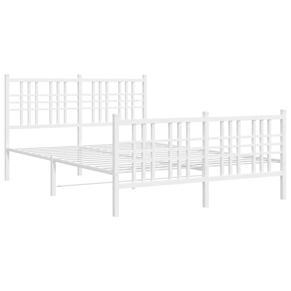 Metal Bed Frame without Mattress with Footboard White 120x190 cm Small Double