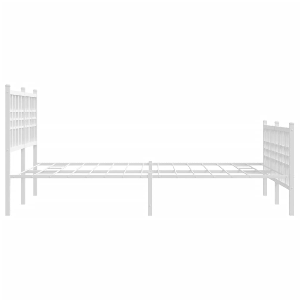 Metal Bed Frame without Mattress with Footboard White 120x190 cm Small Double