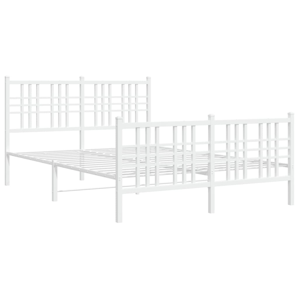 Metal Bed Frame with Headboard and Footboard White 120x200 cm