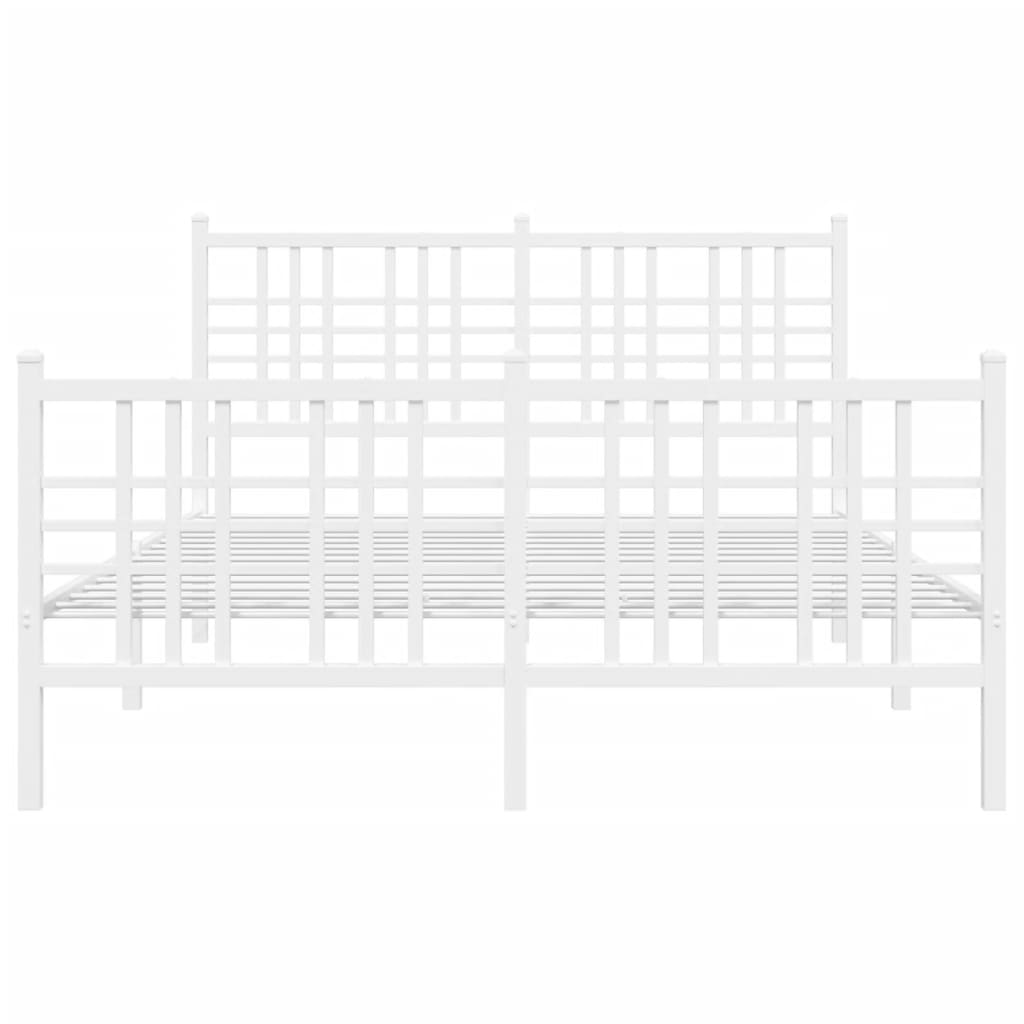 Metal Bed Frame with Headboard and Footboard White 120x200 cm