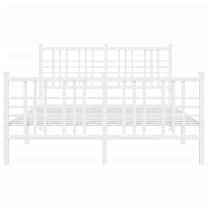 Metal Bed Frame with Headboard and Footboard White 120x200 cm