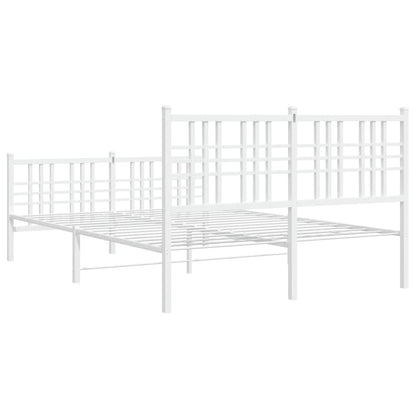 Metal Bed Frame with Headboard and Footboard White 120x200 cm