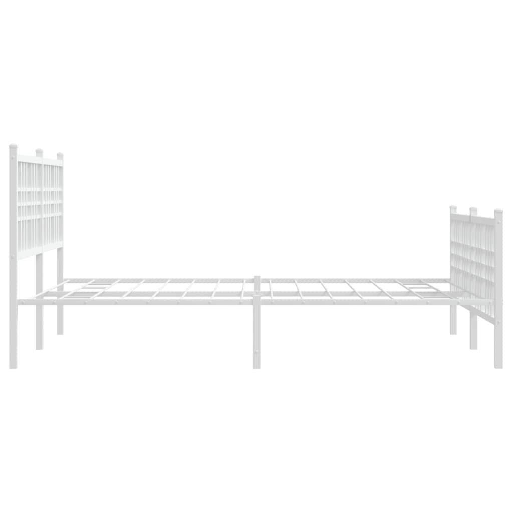 Metal Bed Frame with Headboard and Footboard White 137x190 cm