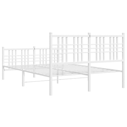 Metal Bed Frame with Headboard and Footboard White 137x190 cm